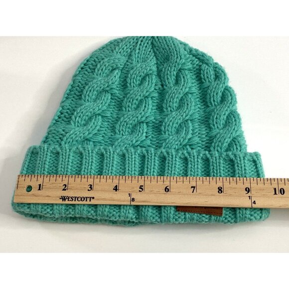 Ski The East Wool Blend Beanie Cable Knit Hat One Size Fits Most Green - Picture 10 of 11